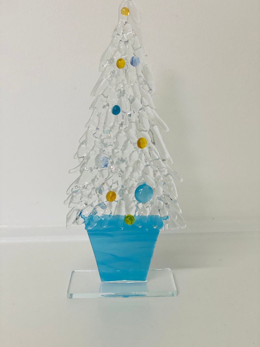 Christmas tree ornament - fused glass Christmas ornament 