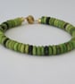 Bracelet Green Turquoise Semi Precious Stone Rondelle Beads Gold Detail Magnet  - Image 3