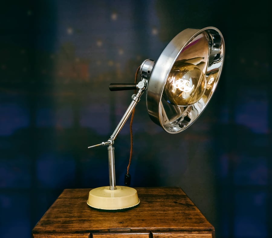 Upcycled Rare Vintage Articulated Heat Lamp Desk-Table Lamp