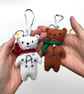 Christmas Bear Decoration with Hand Embroidered Personalisation- Made to Order - Image 1