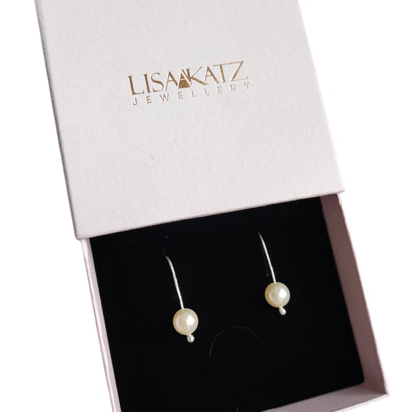 Bridal Earrings - Pearl Drop Earrings - Handmade with Cream Swarovski Pearls