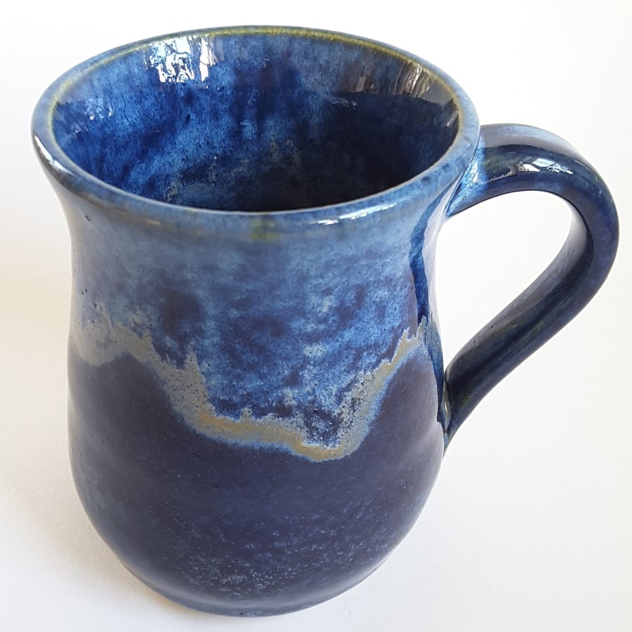 Tall Blue Wave Ceramic Mug 
