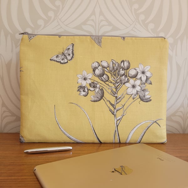 Sanderson "Etchings and Roses" zip pouch tablet case