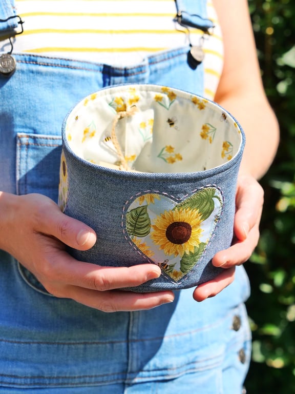 Sunflower Fabric Basket