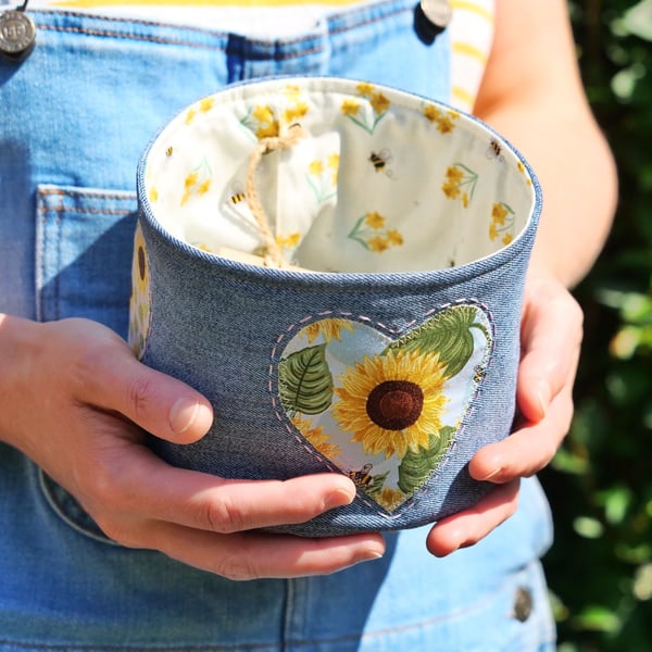 Sunflower Fabric Basket