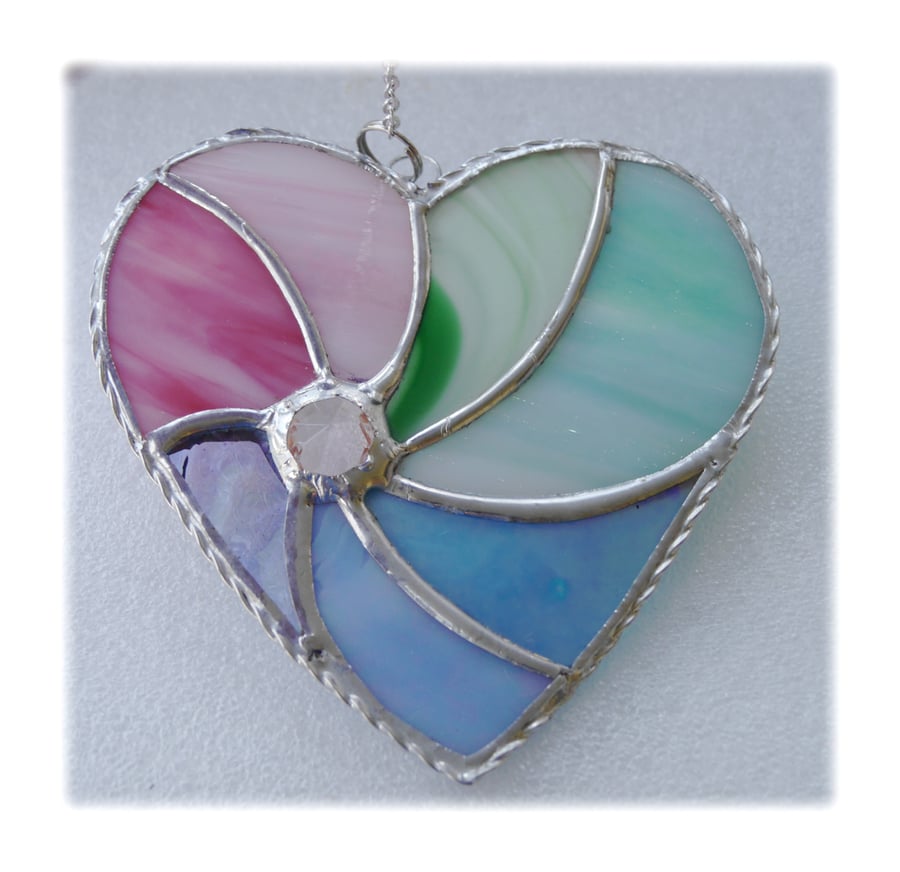 Pastel Swirl Heart Stained Glass Suncatcher 019