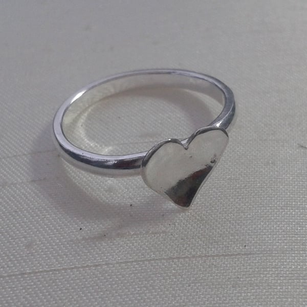Valentine's gift - Sterling Silver Ring with Domed Heart, size N, O. 