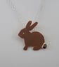 Bunny Pendant Necklace, Copper and Sterling Silver.  - Image 1