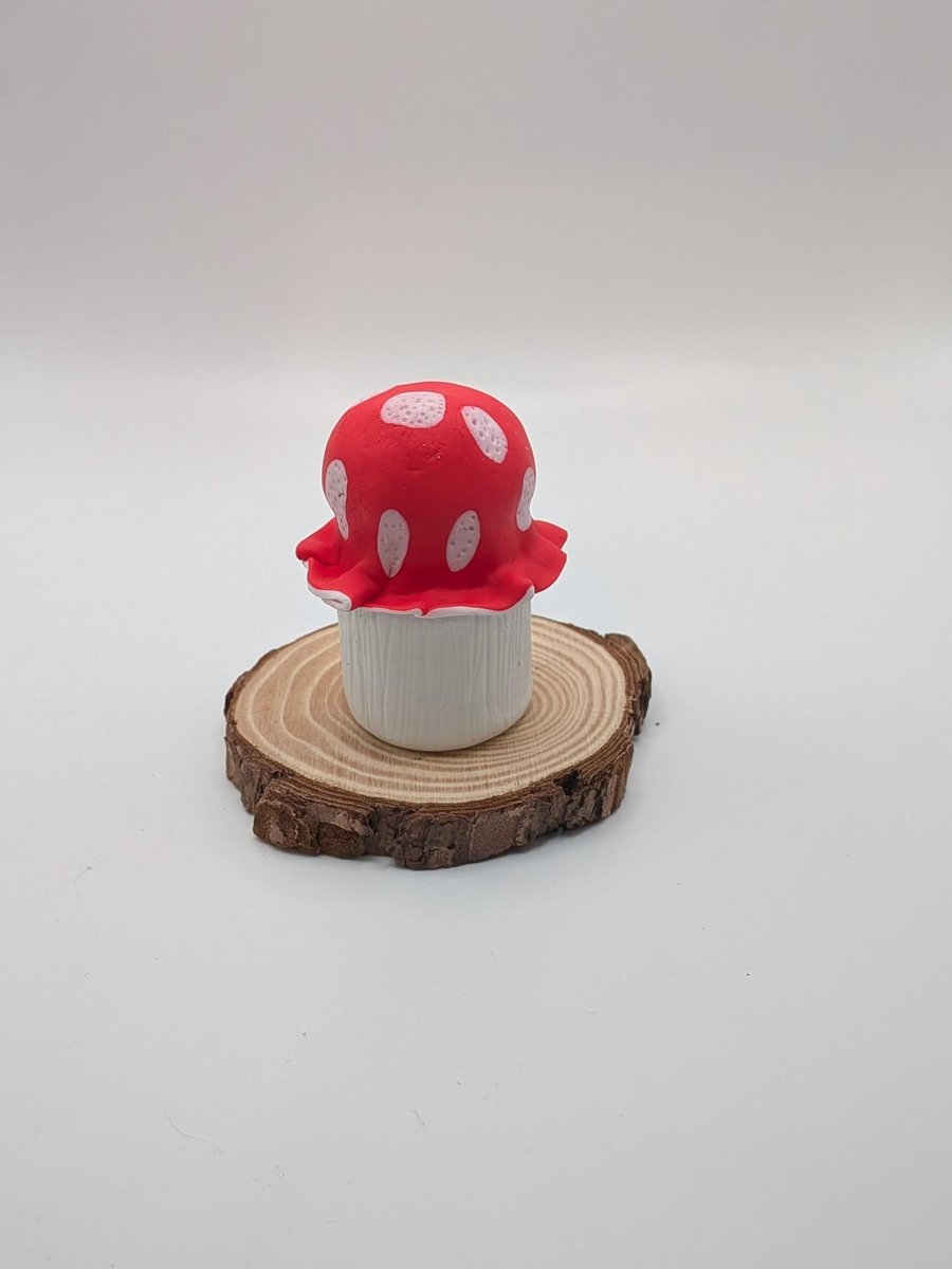 Handmade Polymer Clay Mushroom Jar Tiny 15ml Fantasy Decor Toadstool Style