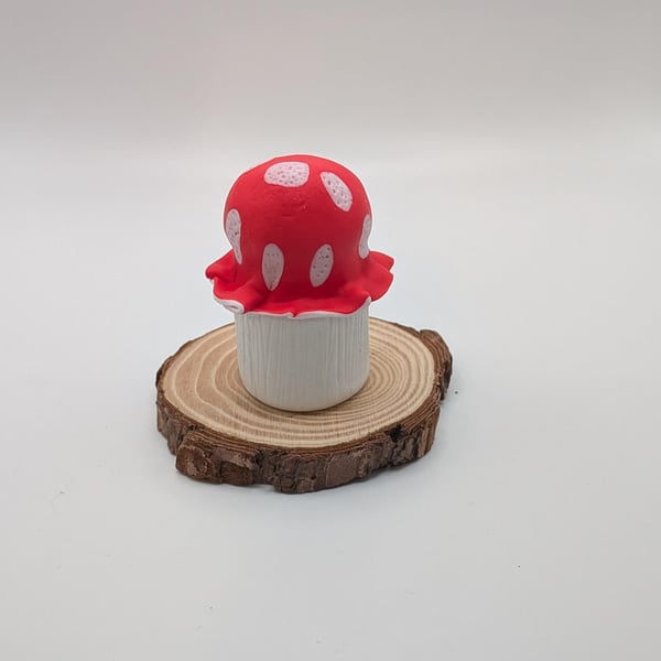 Handmade Polymer Clay Mushroom Jar Tiny 15ml Fantasy Decor Toadstool Style