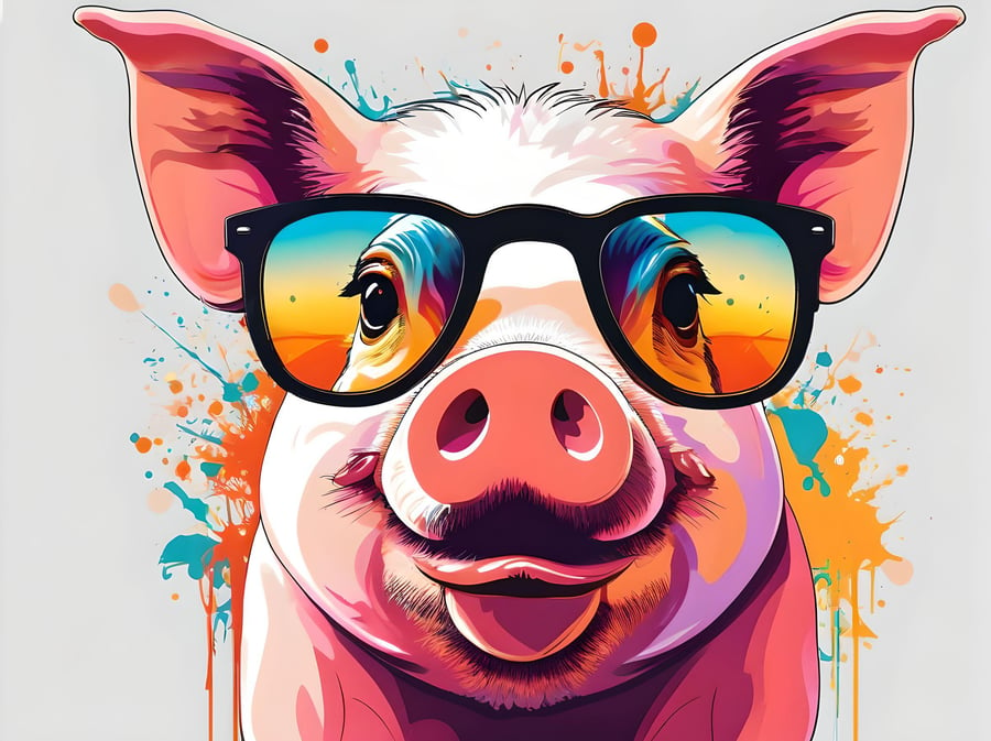 A4 Pig in Sunglasses Print
