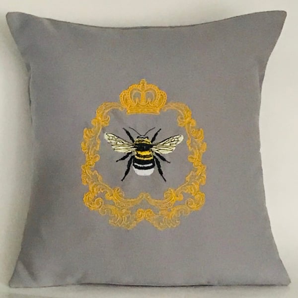 Framed Queen Bee Embroidered Cushion Cover