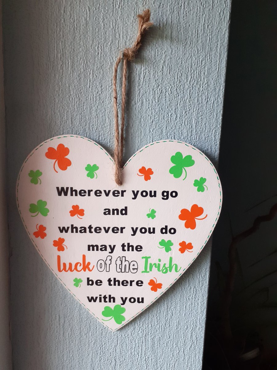 Luck of the Irish heart shaped wall hanging - Folksy