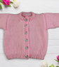 Baby girl cardigan hand knitted in pale pink 0 - 3 months  - Image 1