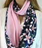 Infinity scarf (two tone, plain pink and floral navy print) - Image 7
