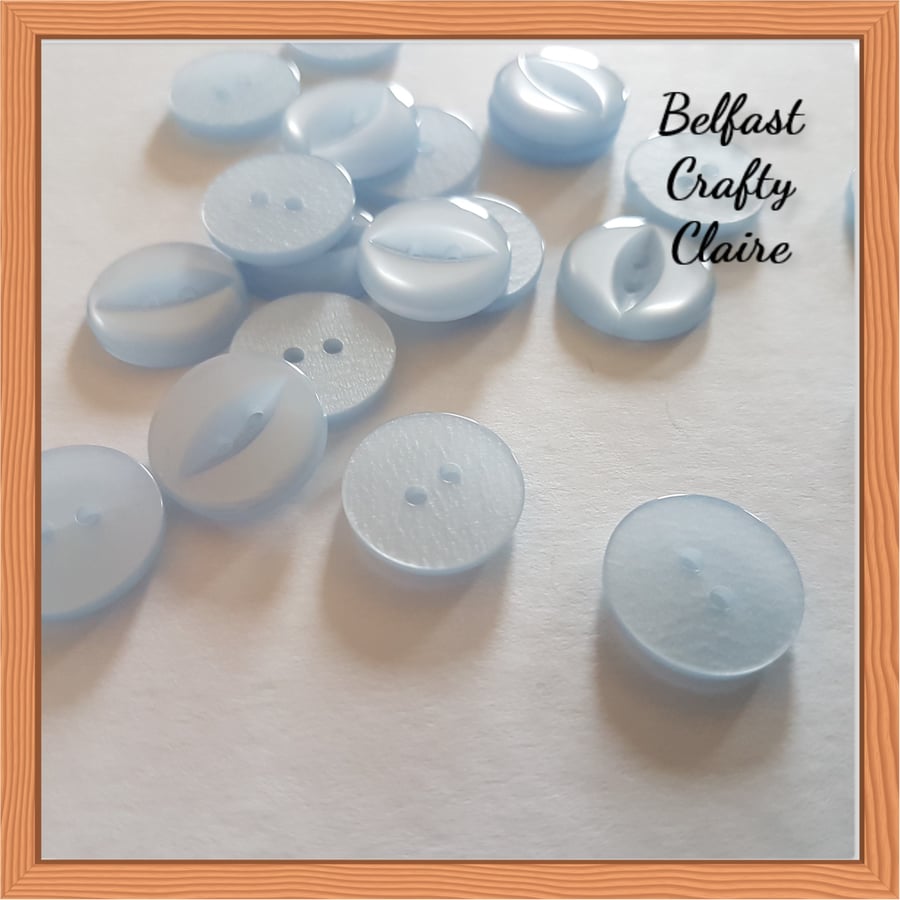 Fish Eye Style - Resin Buttons - LIGHT BLUE - 4 Sizes Available