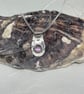 Amethyst hammered fine silver pendant 