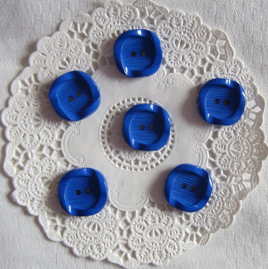 6 Square Blue Buttons