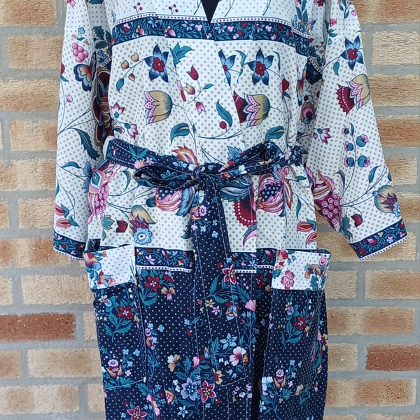 Bath robe one size upcycled kimono style dressing gown beach wrap
