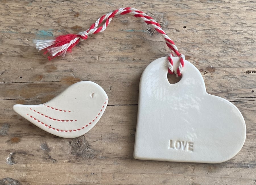 Beautiful Bundles Including handmade Heart Hanging and Bird Brooch