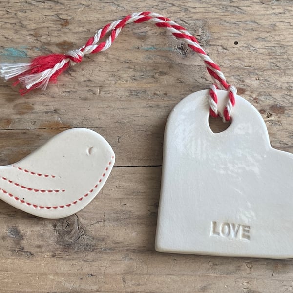 Beautiful Bundles Including handmade Heart Hanging and Bird Brooch