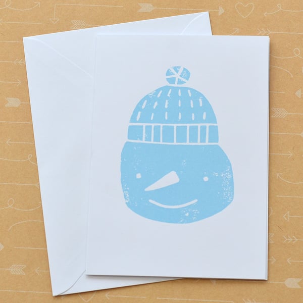 SALE Snowman Christmas Screen Printed Card