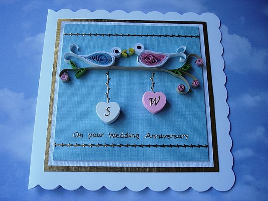 Anniversary card - quilled