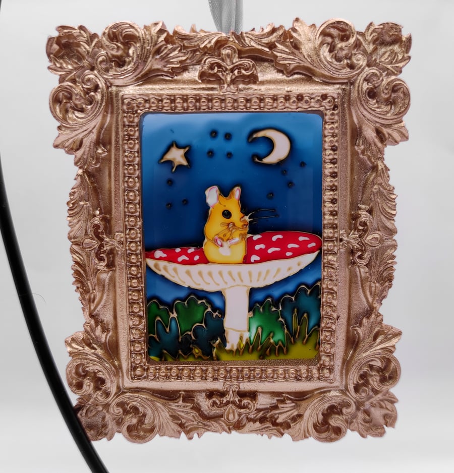 Handmade glass painted window hanging or Christmas tree bauble