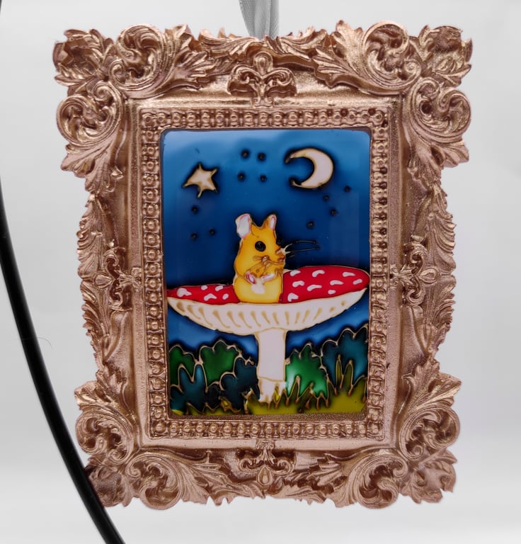 Handmade glass painted window hanging or Christmas tree bauble