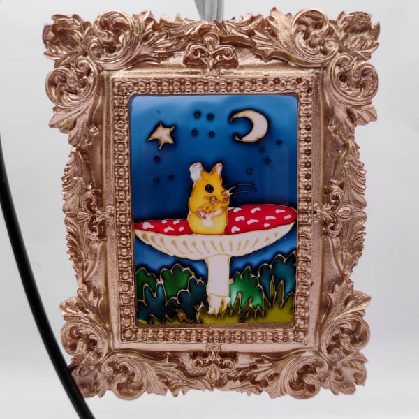 Handmade glass painted window hanging or Christmas tree bauble