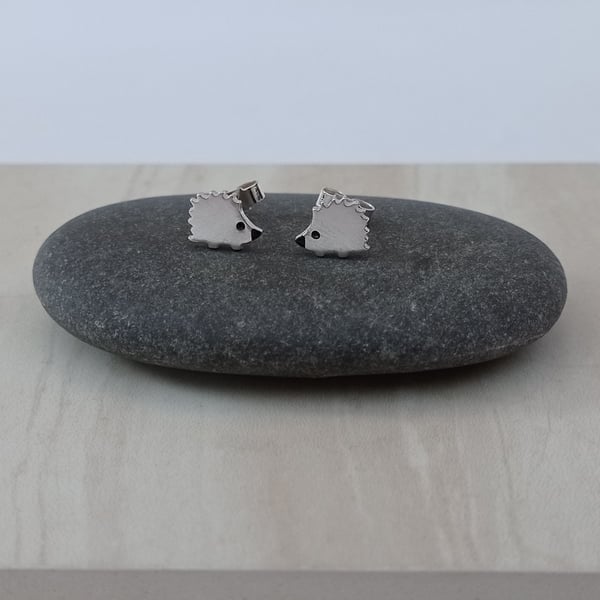 Sterling silver hedgehog earrings, silver animal jewellery, hedgehog jewellery
