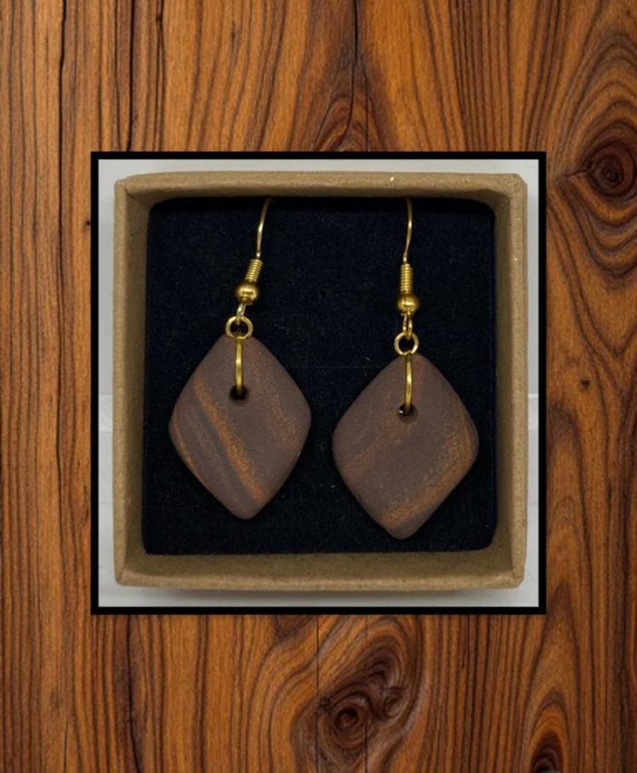 Wood grain lightweight clay earrings