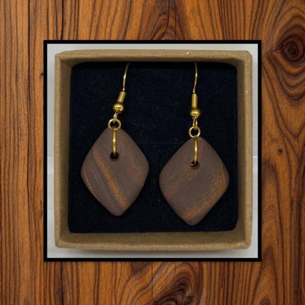 Wood grain lightweight clay earrings