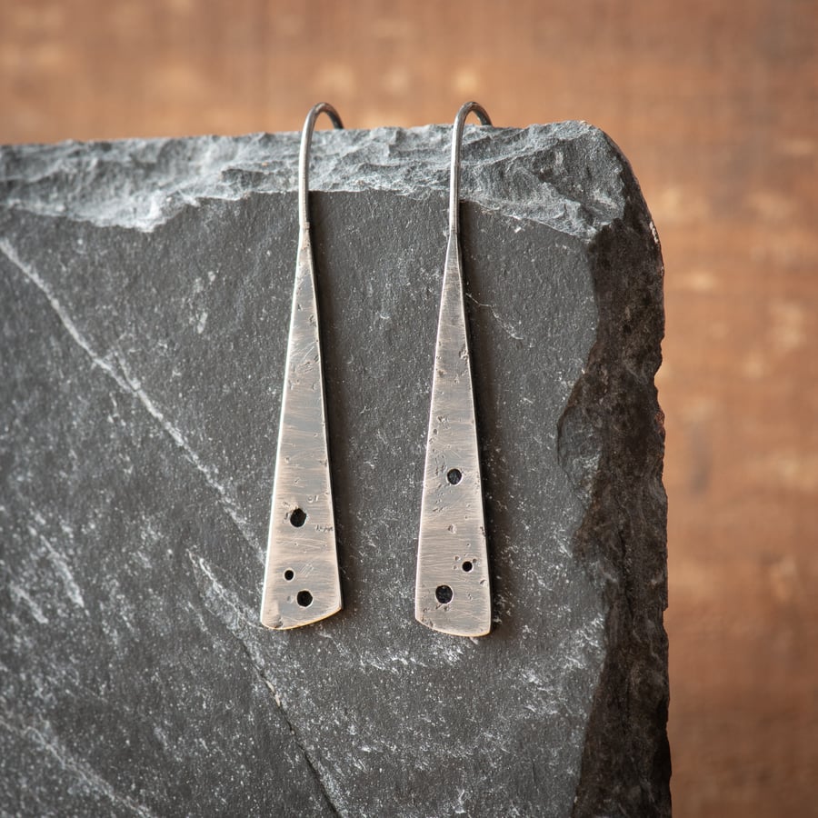 Textured Silver Slice Earrings