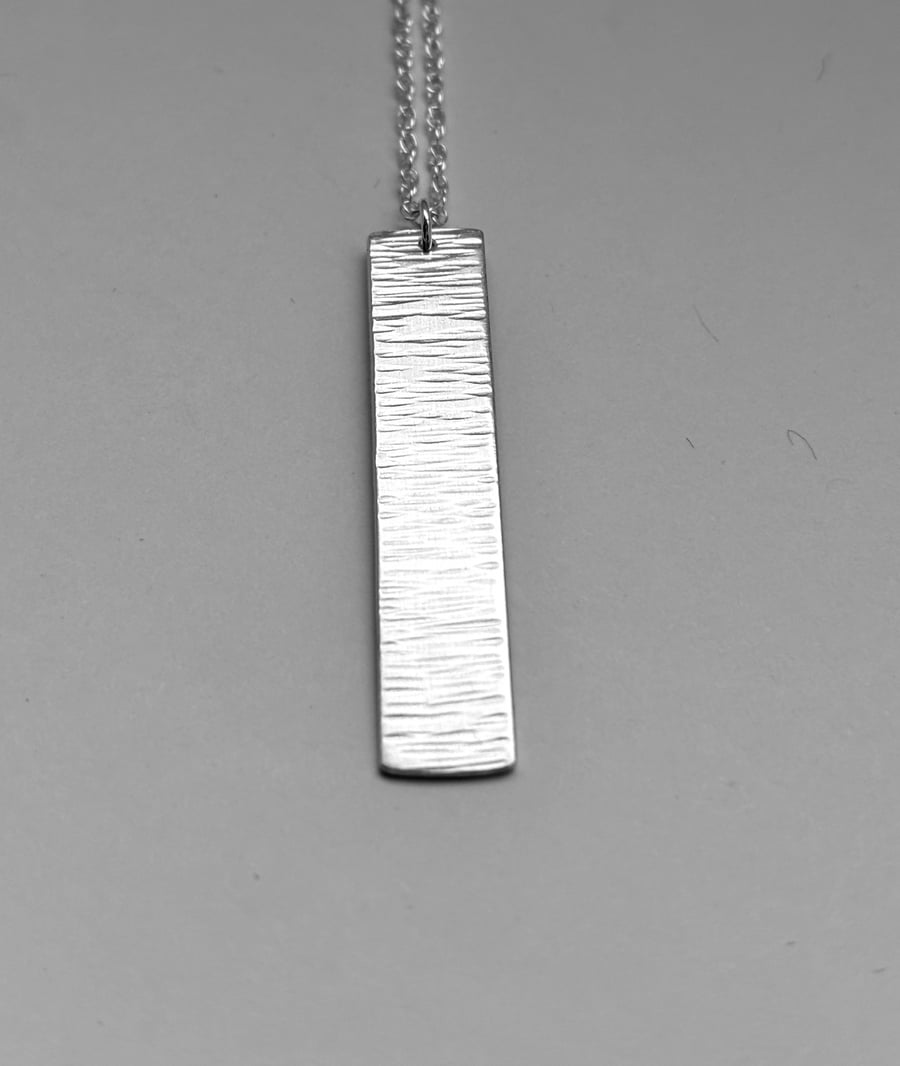 Sterling silver bar pendant