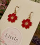 Red Cherry Blossom Dangle Earrings, Enamel Sakura Charms, Handmade Jewellery - Image 4