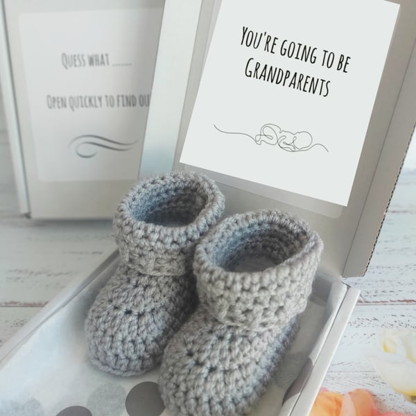 You're Going To Be Grandparents Pregnancy Announcement Boxed Booties 