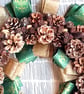 Cone and Ribbon Christmas Wreath in Green and Gold - Image 4