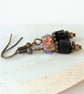 Earrings, Black and copper crystal earrings - Image 4