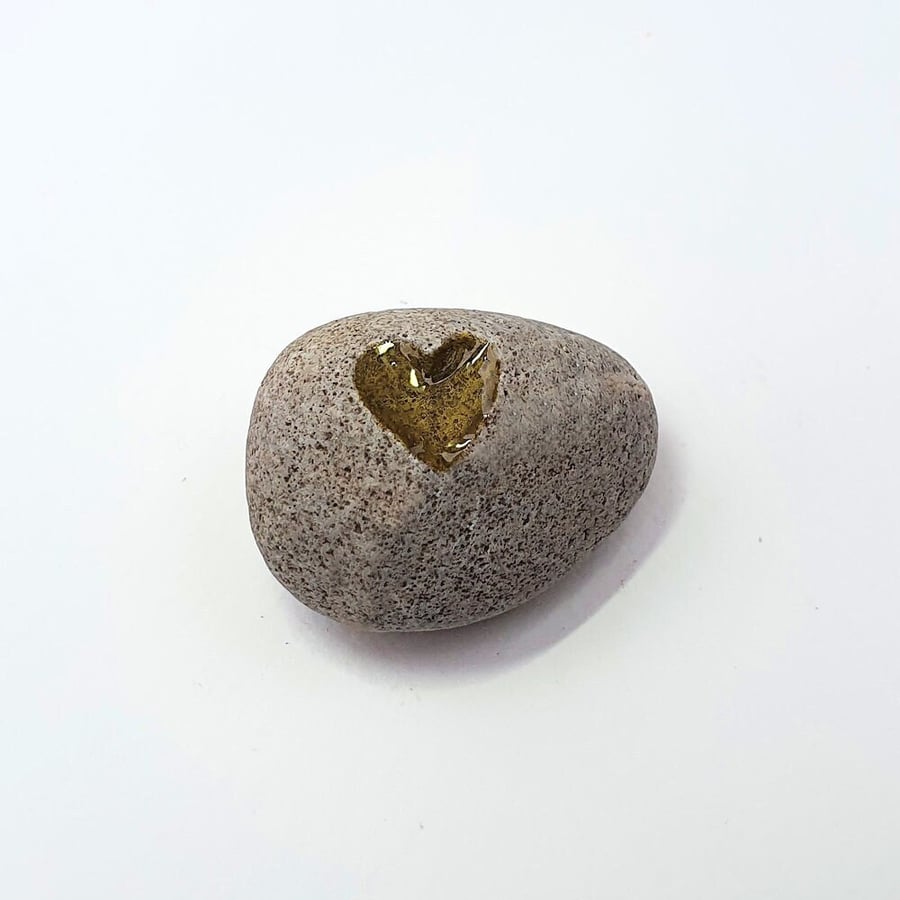 Hand Carved Love Pebble, Amber Heart, Paperweight Gift, Thoughtful Gift