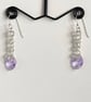 Purple Crystals Heart Sterling Silver Earrings - Image 1