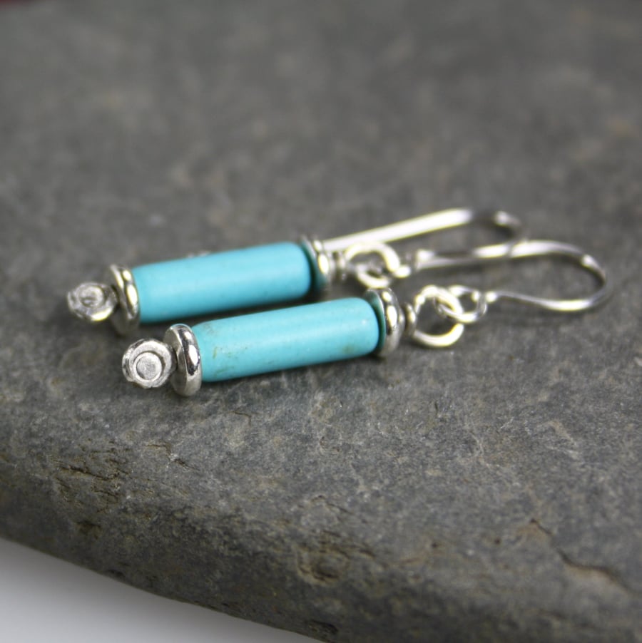 Scrolls turquoise silver earrings