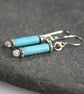 Scrolls turquoise silver earrings