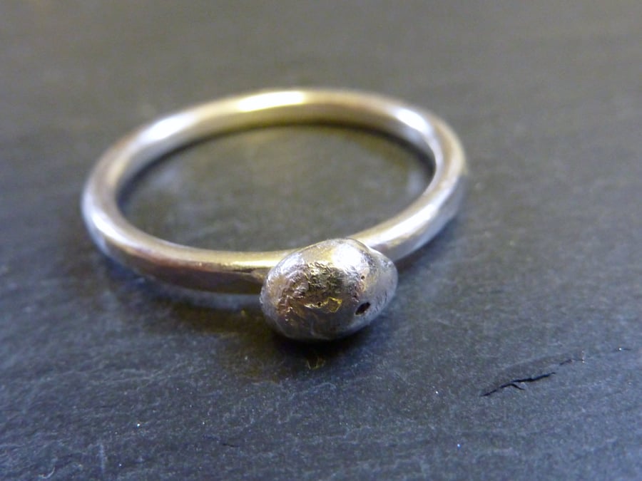 Silver Nugget Stacking Ring