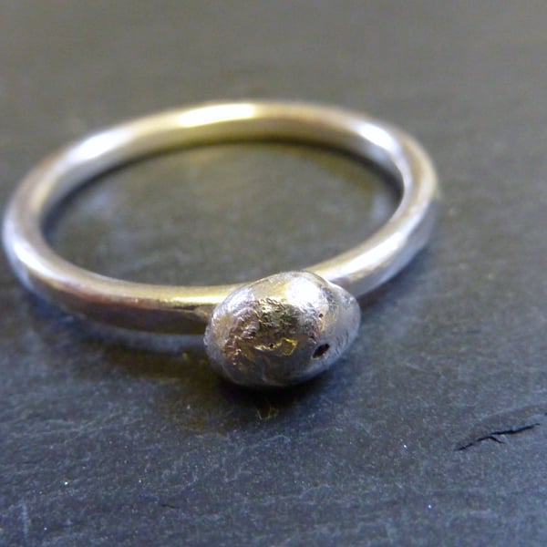 Silver Nugget Stacking Ring