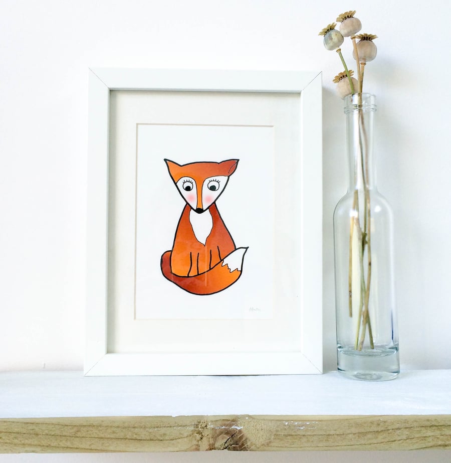 Bashful Fox framed Print 