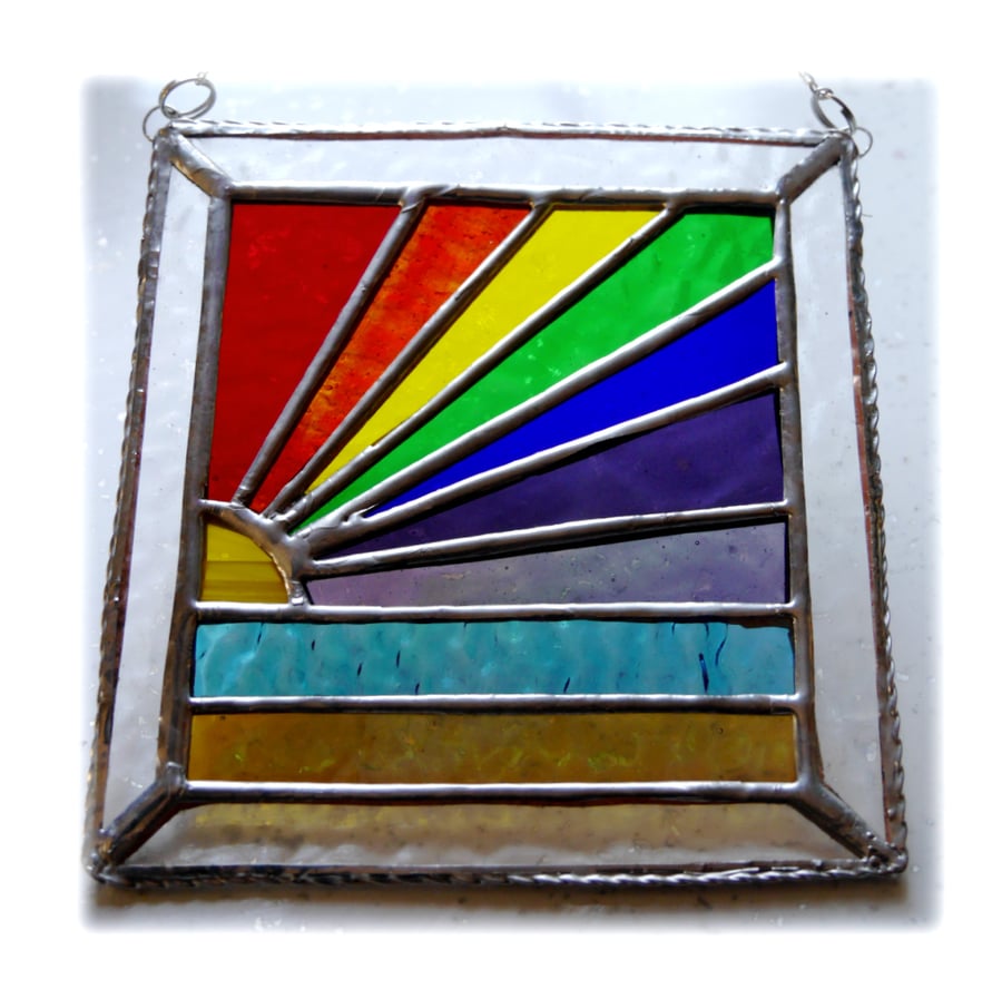 Rainbow Beach Stained Glass Suncatcher Handmade 026