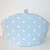 Tea Cosy For A Small Stump Teapot Blue and White Polka Dots Sky Light Blue