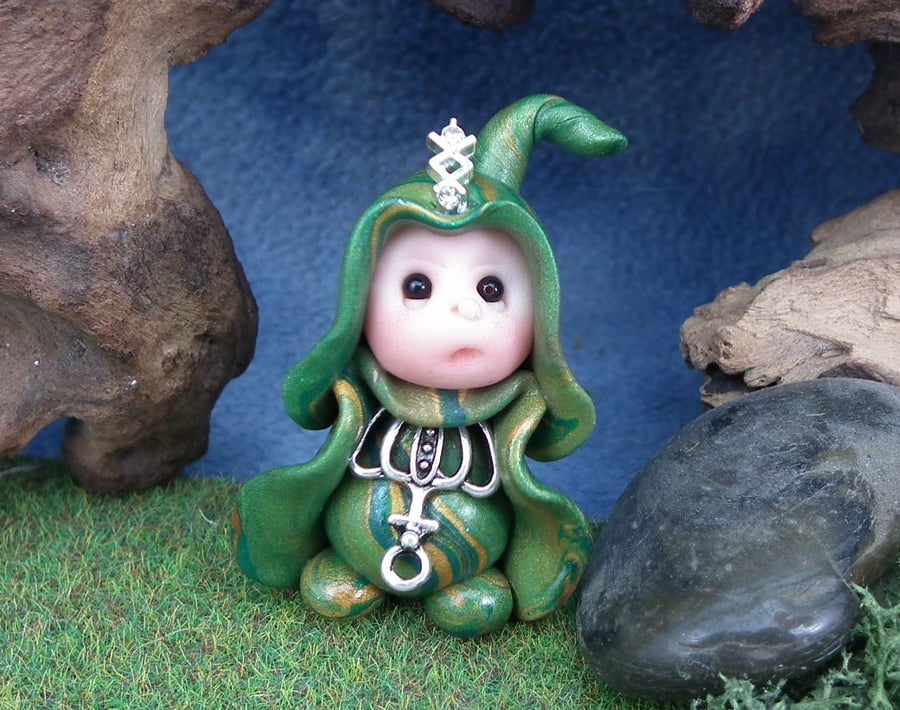 Tiny Gnome Maiden 'Ginny' 1.5" OOAK Sculpt by Ann Galvin