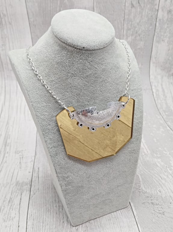 Recycled Aluminium Drink Can Base Metal, Gold Acrylic Shape Necklace Pendant